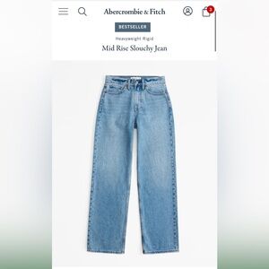 Abercrombie mid rise slouchy jean size 26
